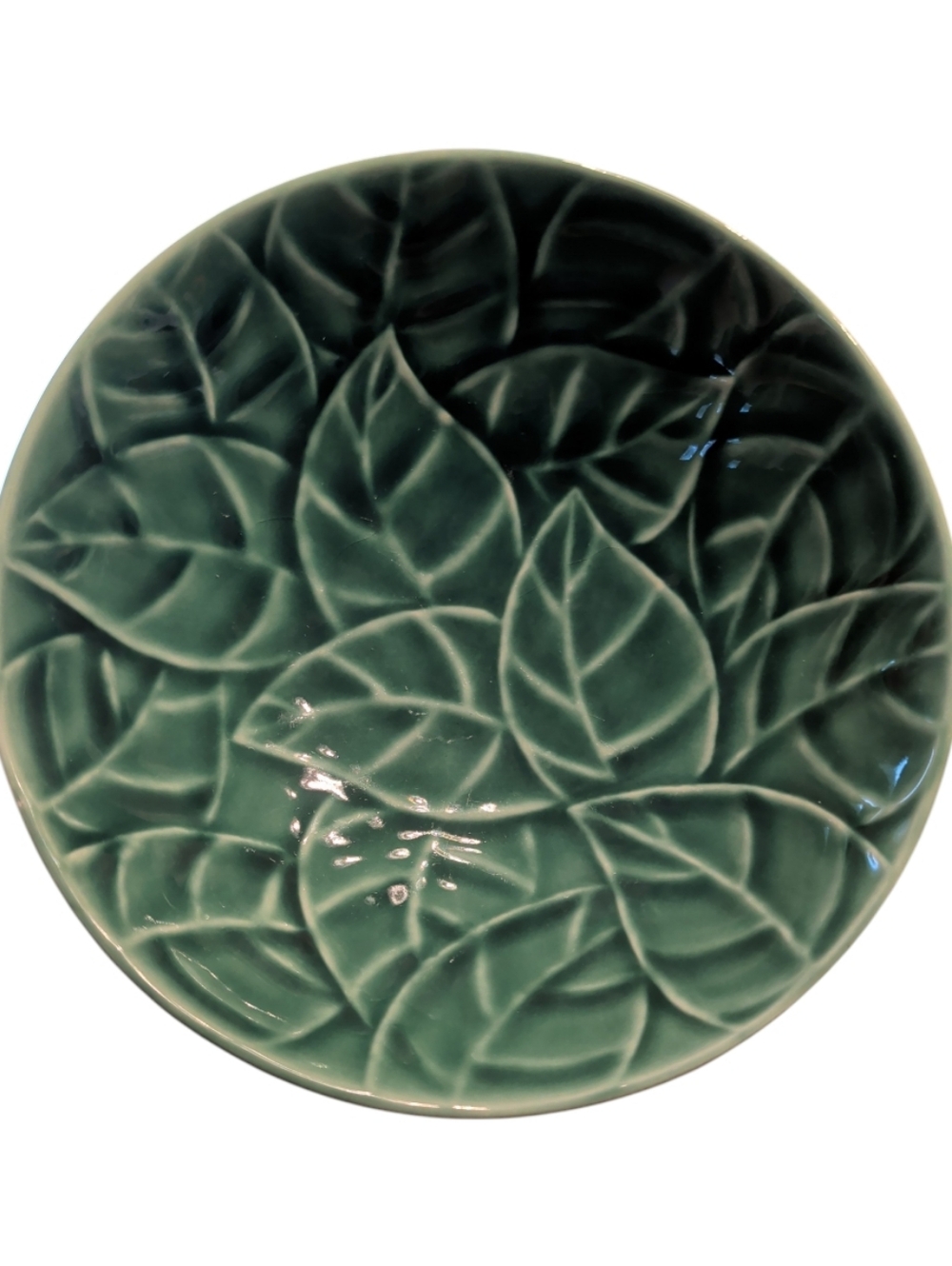 Pier 1 Stoneware "Jade Leaves" Salad Bowl 8"